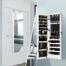 Load image into Gallery viewer, Wall and Door Mounted Mirrored Jewelry Cabinet with Lights-White

