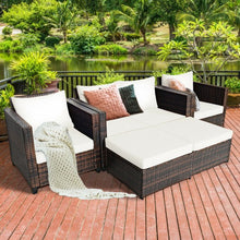 Load image into Gallery viewer, 5 Pieces Patio Cushioned Rattan Furniture Set-White
