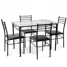 Load image into Gallery viewer, 5 Pieces Dining Set Tempered Glass Top Table &amp; 4 Upholstered Chairs
