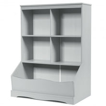 Load image into Gallery viewer, 3-Tier Children&#39;s Multi-Functional Bookcase Toy Storage Bin Floor Cabinet-Gray
