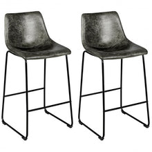 Load image into Gallery viewer, Set of 2 Bar Stool Faux Suede Upholstered Chair-Gray
