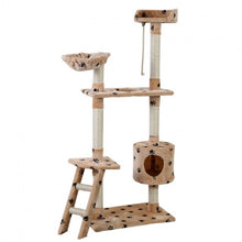 Load image into Gallery viewer, 60&quot; Cat Tree Tower Kitten Hammock Condo-Beige paws
