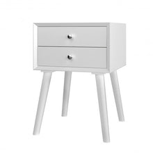 Load image into Gallery viewer, Wooden Nightstand Mid-Century End Side Table with 2 Storage Drawers-White
