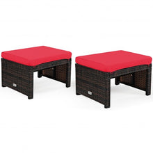 Load image into Gallery viewer, 2 Pieces Cushioned Patio Rattan Ottoman Foot Rest-Red
