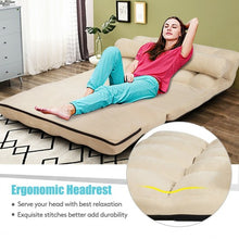 Load image into Gallery viewer, Foldable Floor 6-Position Adjustable Lounge Couch-Beige
