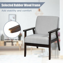 Load image into Gallery viewer, Solid Rubber Wood Fabric Accent Armchair-Light Gray
