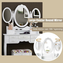 Load image into Gallery viewer, 7 Drawer Tri-Folding Mirror Dressing Vanity Makeup Set-White
