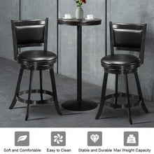 Load image into Gallery viewer, 2 Pieces 24 Inches Swivel Counter Stool Dining Chair Upholstered Seat-Black
