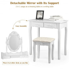 Load image into Gallery viewer, Makeup Vanity Dressing Table Set with Dimmable Bulbs Cushioned Stool-White
