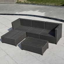 Load image into Gallery viewer, Outdoor Patio 5PC Furniture Sectional PE Wicker Rattan Sofa Set Deck Couch-brown
