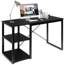 Load image into Gallery viewer, Computer Desk with Bamboo Top &amp; 2 Storage Shelves-Black Desk
