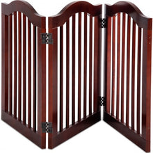 Load image into Gallery viewer, 3 Panels Folding Freestanding Wood Pet Dog Safety Gate-24&quot;
