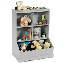 Load image into Gallery viewer, 3-Tier Children&#39;s Multi-Functional Bookcase Toy Storage Bin Floor Cabinet-Gray
