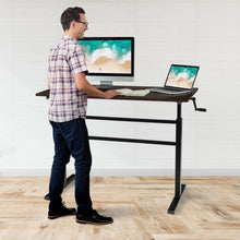 Load image into Gallery viewer, Height Adjustable Standing Desk with Crank Handle-Brown
