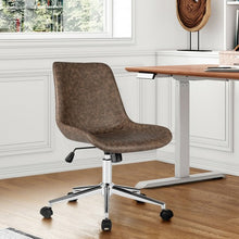 Load image into Gallery viewer, Leather Armless Adjustable Mid-Back Office Chair
