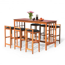 Load image into Gallery viewer, 7-Piece Patio Bar Set Outdoor Dining Table Stool Wood Furniture
