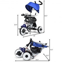 Load image into Gallery viewer, 4-in-1 Kids Baby Stroller Tricycle Detachable Learning Toy Bike-Blue
