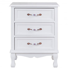 Load image into Gallery viewer, Storage Solid Wood End Nightstand w/ 3 Drawers -White
