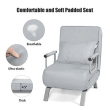 Load image into Gallery viewer, Folding 5 Position Convertible Sleeper Bed Armchair Lounge Couch w/Pillow-L Gray
