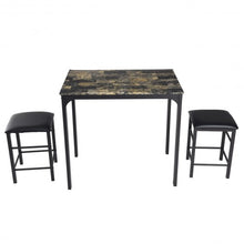 Load image into Gallery viewer, 3 Piece Counter Height Dining Set Faux Marble Table
