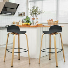 Load image into Gallery viewer, Set of 2 Modern Barstools Pub Chairs with Low Back and Metal Legs-Black
