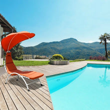Load image into Gallery viewer, Patio Hanging Swing Hammock Chaise Lounger Chair with Canopy-Orange
