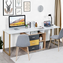 Load image into Gallery viewer, 87&quot; 2 Person Adjustable L-Shaped Computer Desk
