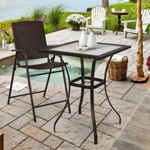 Load image into Gallery viewer, Outdoor Patio Rattan Square Table with Glass Top
