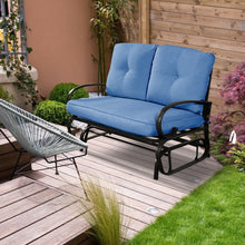 Load image into Gallery viewer, Outdoor Patio Cushioned Rocking Bench Loveseat-Blue
