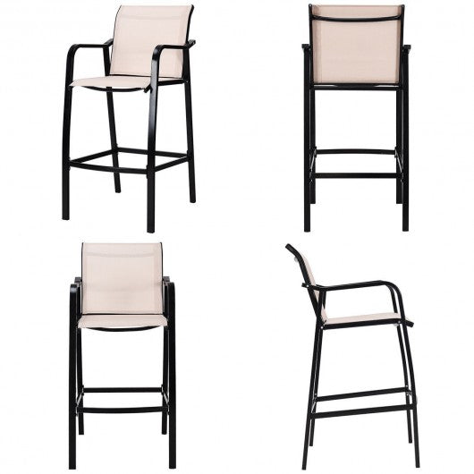 4 pcs Patio Counter Height Steel Frame Leisure Bar Chairs