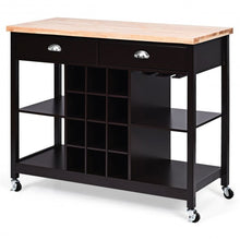 Load image into Gallery viewer, Rolling Kitchen Island Bar Storage Serving Cart-Deep Brown
