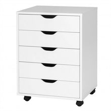 Load image into Gallery viewer, 5 Drawer Mobile Lateral Filing Storage Home Office Floor Cabinet w/Wheels-White
