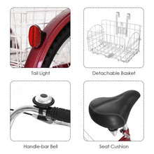 Load image into Gallery viewer, 24&quot; Single Speed 3-wheel Bicycle Adult Tricycle Seat-Red
