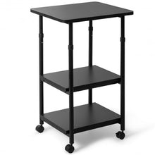 Load image into Gallery viewer, 3-tier Adjustable Printer Stand with 360? Swivel Casters-Black
