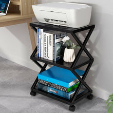 Load image into Gallery viewer, Mobile Printer Stand 3 Tier Storage Shelves Printer Cart with Pads Black
