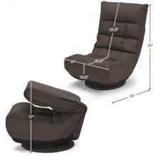 Load image into Gallery viewer, 4-Position Adjustable 360 Degree Swivel Folding Floor Sofa Chair-Brown
