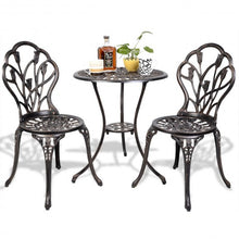 Load image into Gallery viewer, 3 pcs Cast Aluminum Outdoor Table and Chair Set
