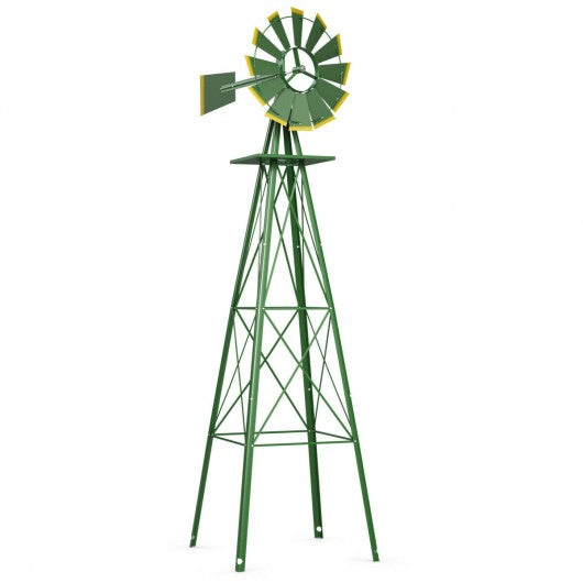 8Ft Tall Windmill Ornamental Wind Wheel-Green
