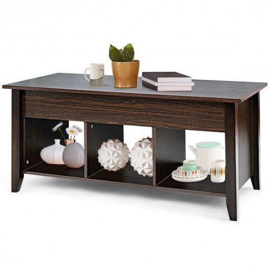 Lift Top Coffee Table with Hidden Compartment Storage Shelf