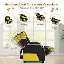 Load image into Gallery viewer, Kids Youth PU Leather Gaming Sofa Recliner with Headrest and Footrest-Yellow
