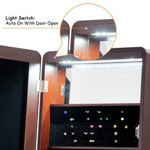 Load image into Gallery viewer, Standing Armoire Organizer  Jewelry Cabinet w/ LED -Brown
