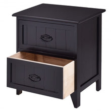 Load image into Gallery viewer, Nightstand End Side Table 2 Drawers Storage Wood Bedroom-Black
