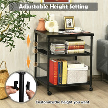 Load image into Gallery viewer, 3 Tier Printer Stand Rolling Fax Cart with Adjustable Shelf and Swivel Wheels
