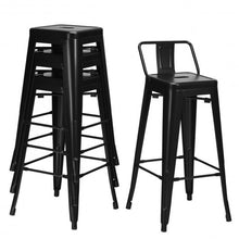 Load image into Gallery viewer, 30" Set of 4 Metal Height Barstools with Low Back-Black
