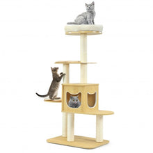 Load image into Gallery viewer, 4 Levels Modern Wood Cat Tower with Washable Mats-Walnut
