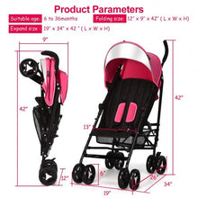 Load image into Gallery viewer, Foldable Lightweight Baby Infant Travel Umbrella Stroller-Pink

