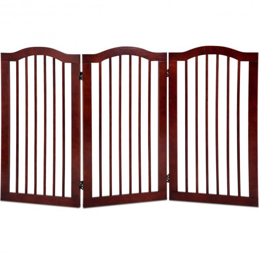 3 Panels Folding Freestanding Wood Pet Dog Safety Gate-36