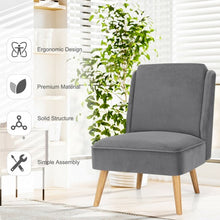 Load image into Gallery viewer, Velvet Accent Chair with Rubber Wood Legs for Living Room-Gray
