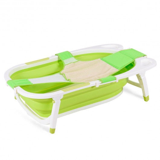 Baby Folding Collapsible Portable Bathtub w/ Block-Green