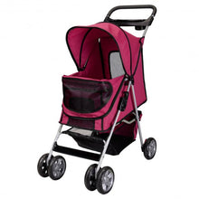 Load image into Gallery viewer, Large Deluxe Folding 4 Wheels Pet Dog Cat Carrier Stroller 8 Colors Choice Rose
